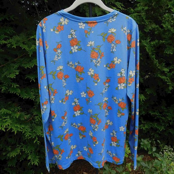 Lands' End Pretty Floral Print Relaxed Fit Cotton Tee NWOT - Picture 3 of 3